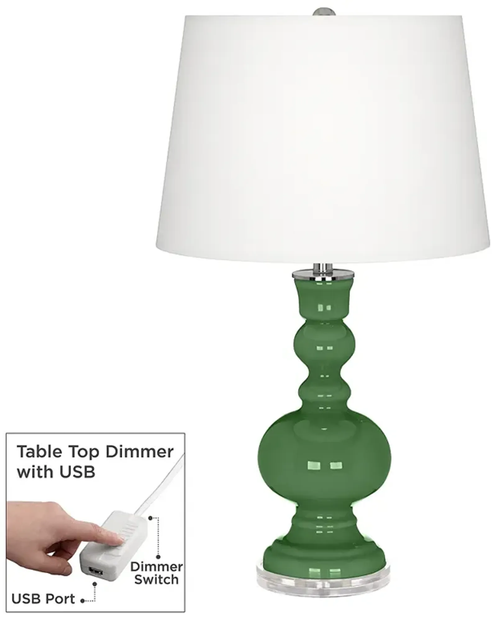 Color Plus Apothecary 30" Garden Grove Green Lamp with USB Dimmer