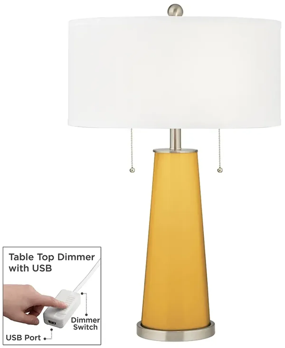 Color Plus Peggy 29 3/4" Goldenrod Yellow Table Lamp with USB Dimmer