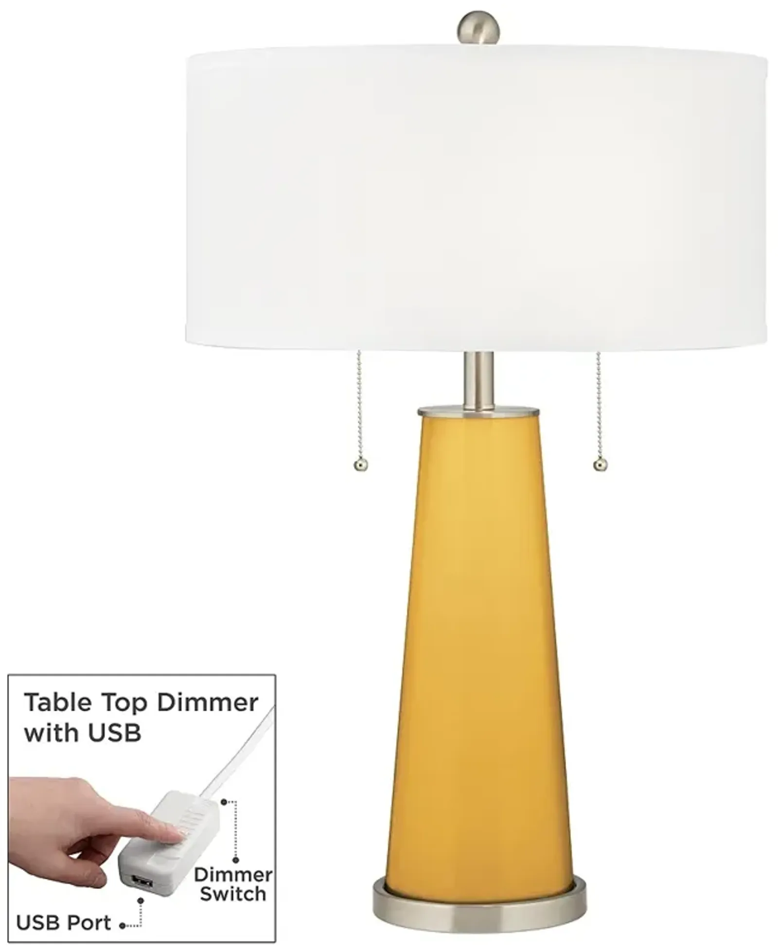 Color Plus Peggy 29 3/4" Goldenrod Yellow Table Lamp with USB Dimmer