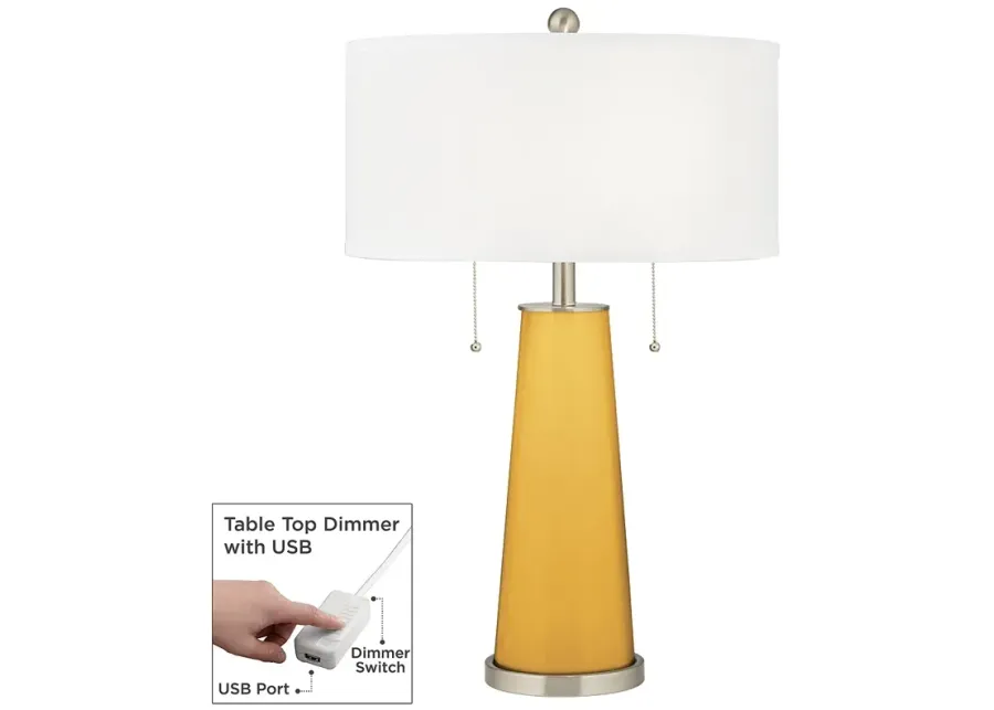 Color Plus Peggy 29 3/4" Goldenrod Yellow Table Lamp with USB Dimmer