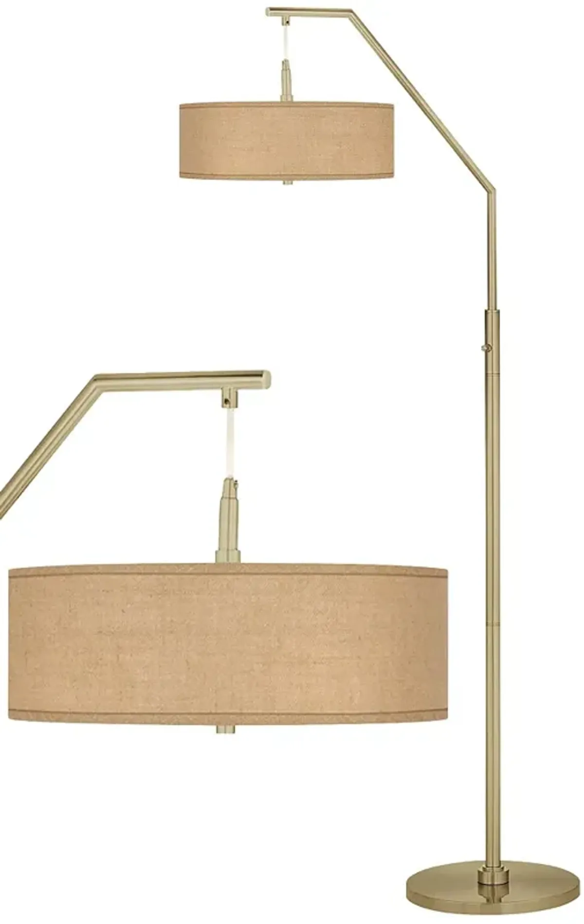 Woven Burlap Giclee Warm Gold Arc Floor Lamp