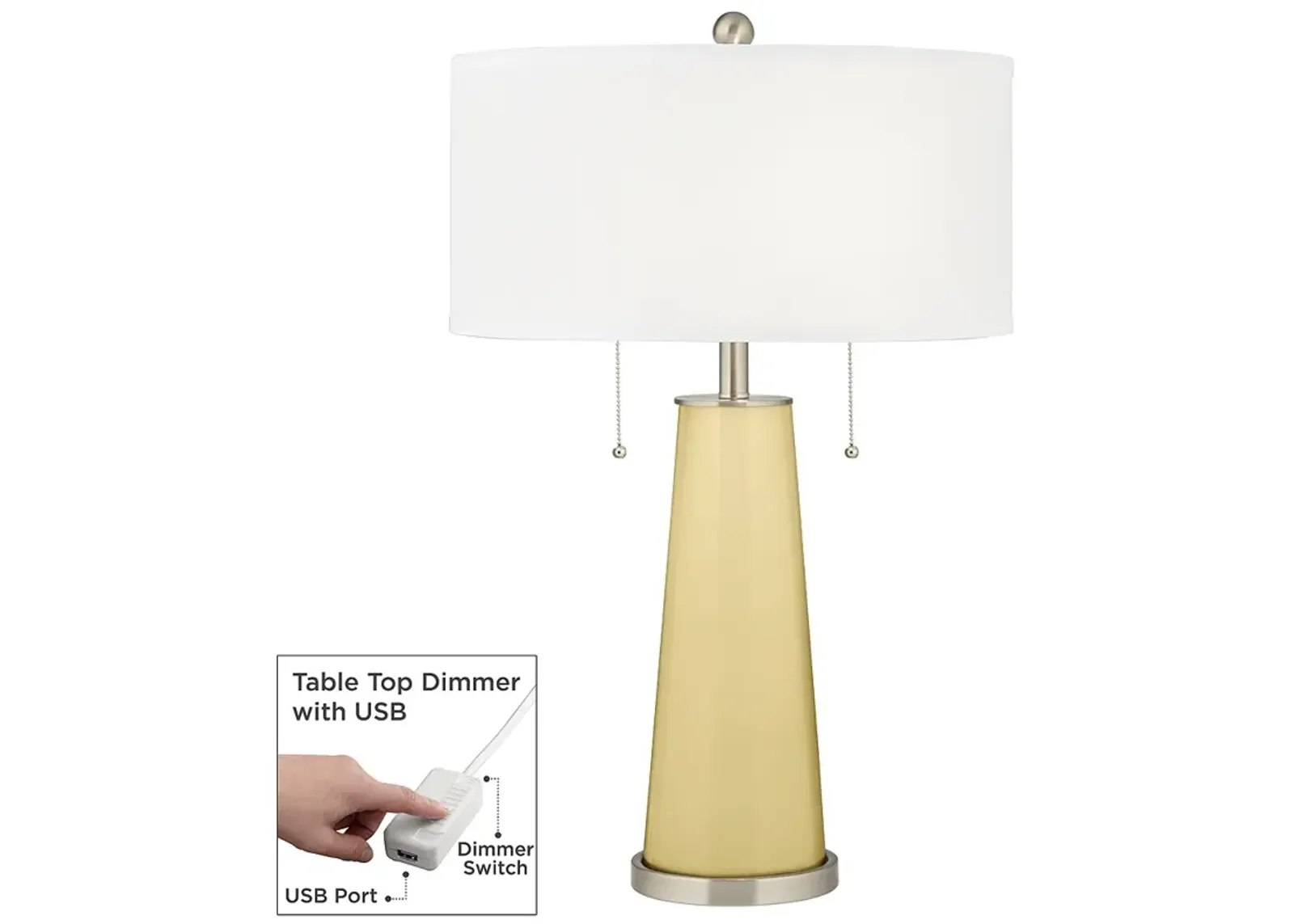 Color Plus Peggy 29 3/4" Butter Up Yellow Table Lamp with USB Dimmer