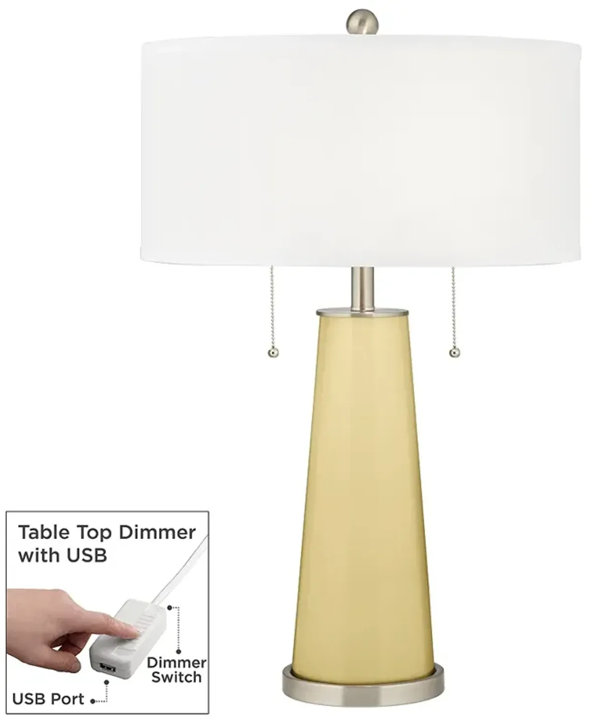 Color Plus Peggy 29 3/4" Butter Up Yellow Table Lamp with USB Dimmer