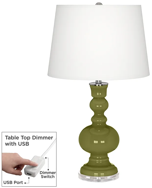 Rural Green Apothecary Table Lamp with Dimmer