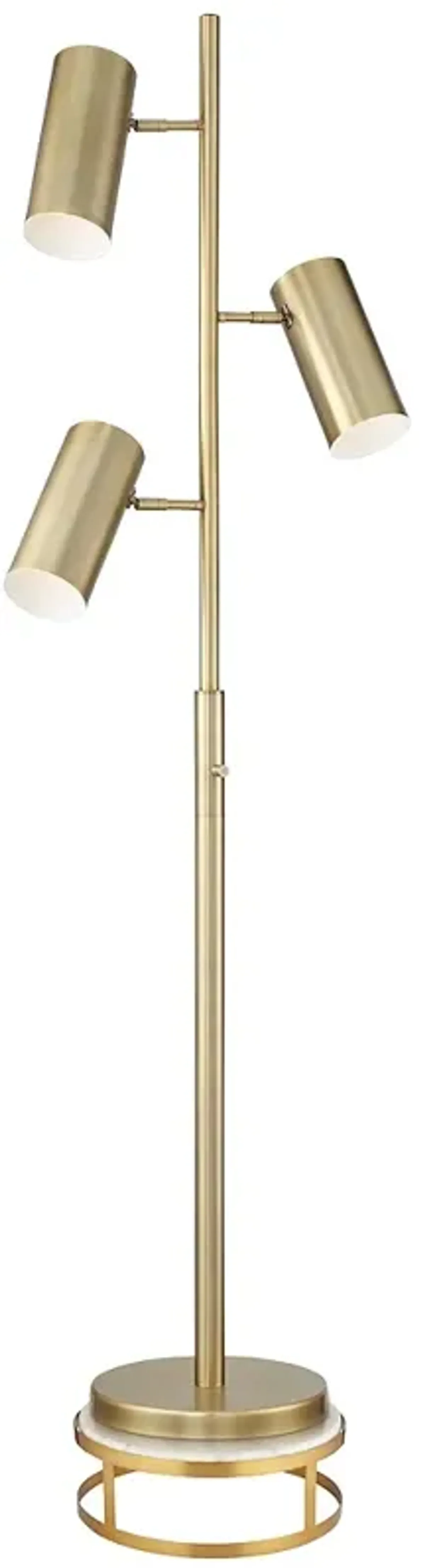 Possini Euro Canasta Trac Satin Brass Tree 3-Light Floor Lamp with Riser