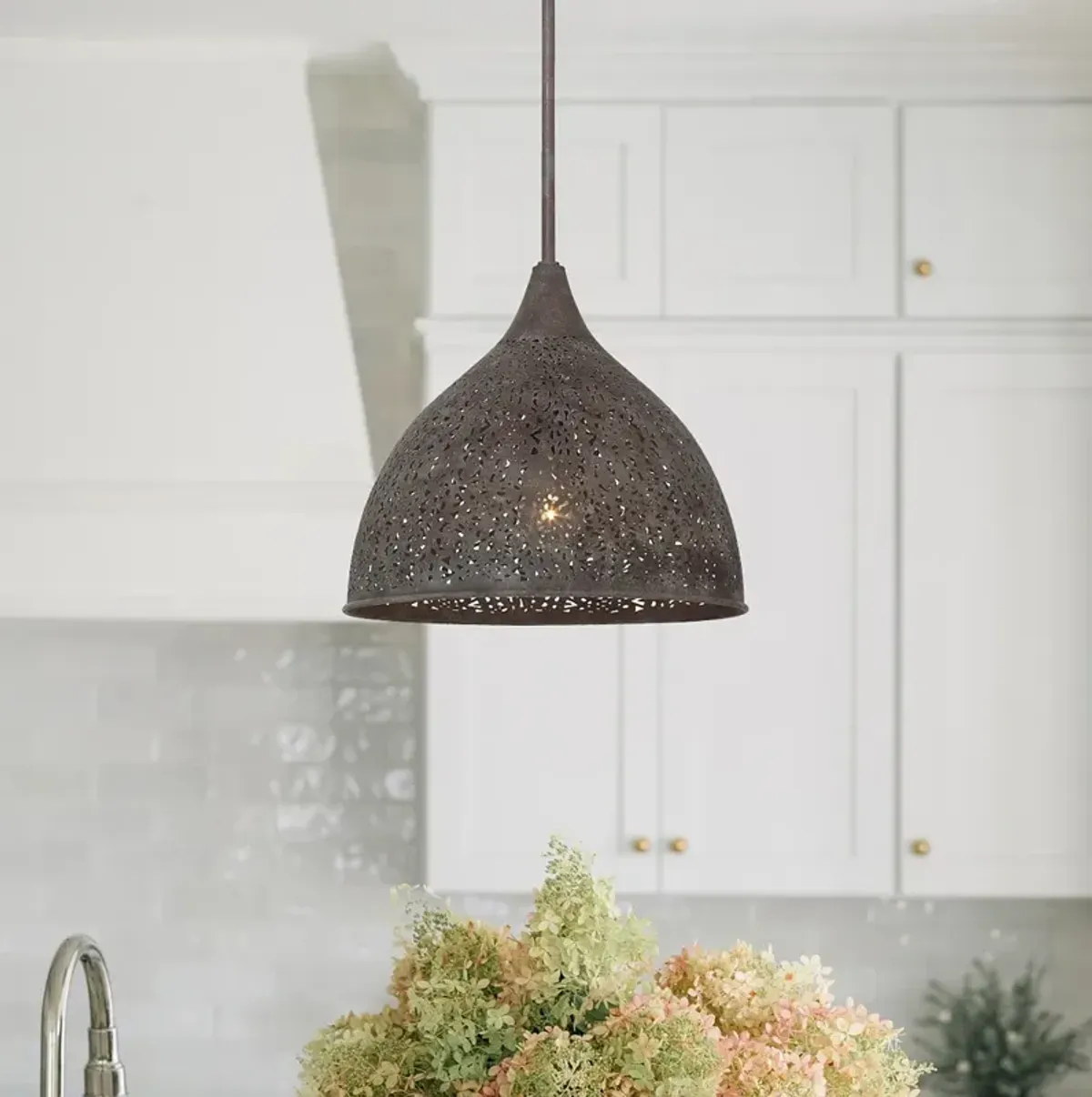 Crystorama Jasmine 14" Wide Forged Bronze Dome Pendant Light