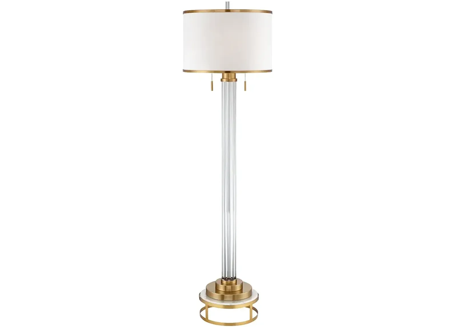 Possini Euro Cadence Crystal and Satin Brass Floor Lamp with Riser