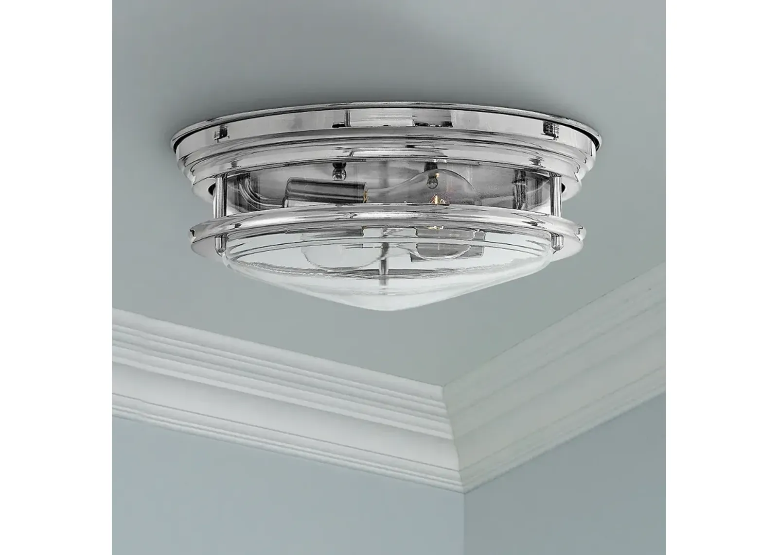 Hinkley Hadley 12" Wide Modern Chrome 2-Light Ceiling Light