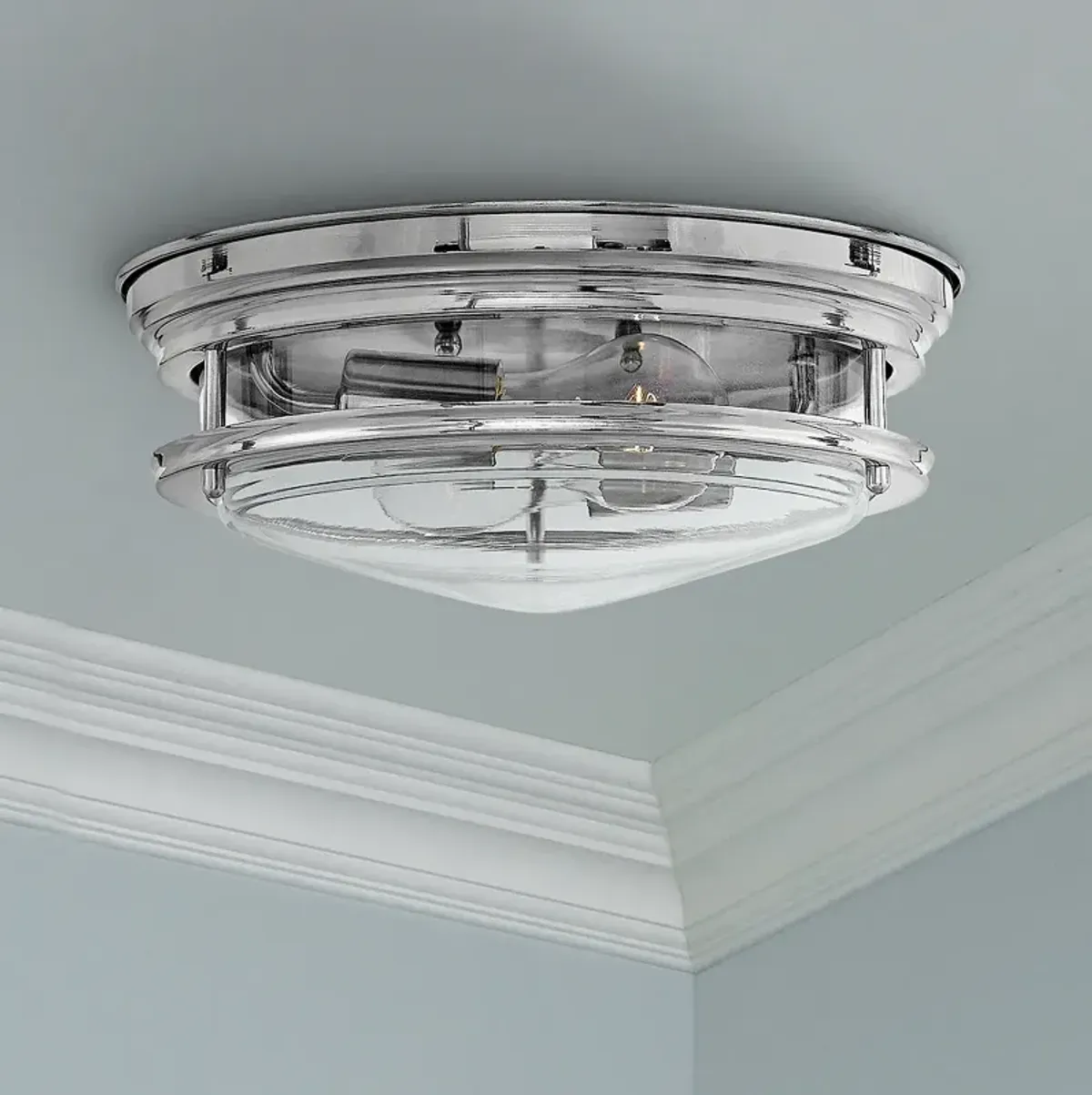 Hinkley Hadley 12" Wide Modern Chrome 2-Light Ceiling Light