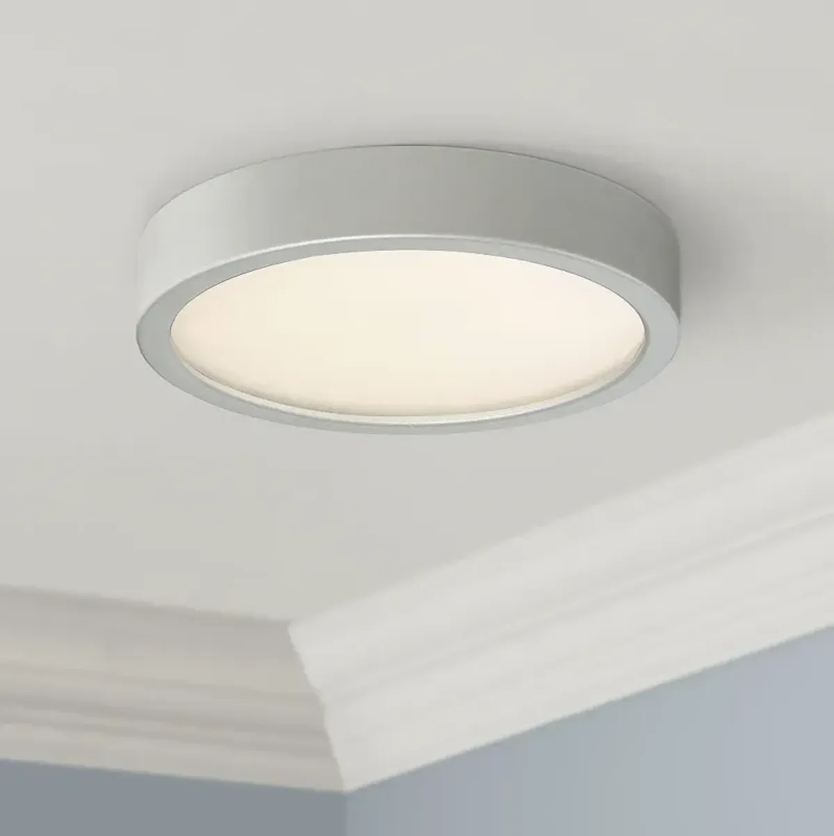 George Kovacs Puzo 8" Wide Silver Finish LED Disc Ceiling Light