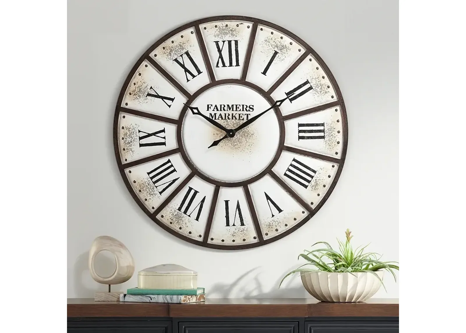 Farmers Market 39 1/4" Wide Rustic Metal Wall Clock