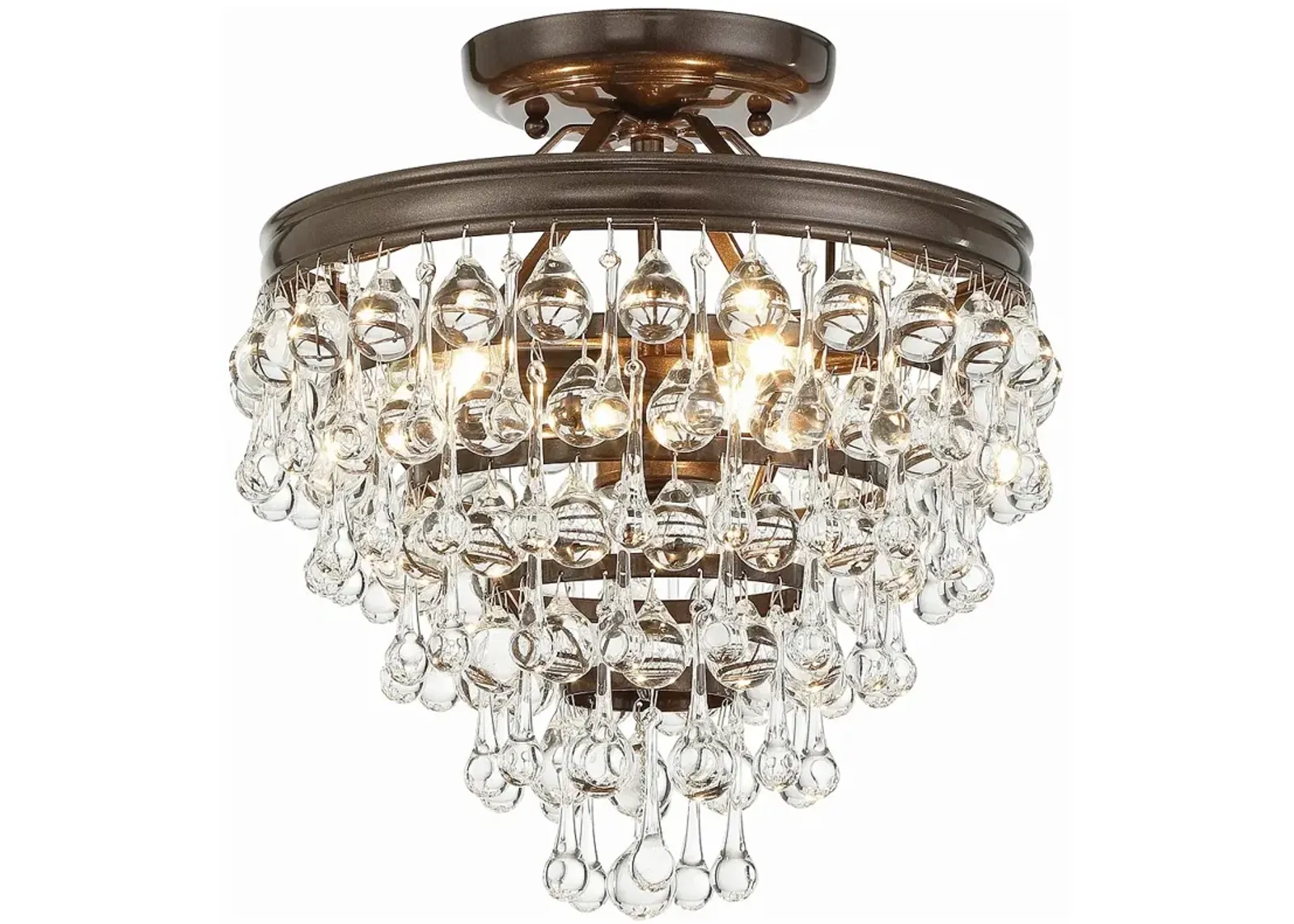 Calypso 3 Light Crystal Teardrop Vibrant Bronze Ceiling Mount