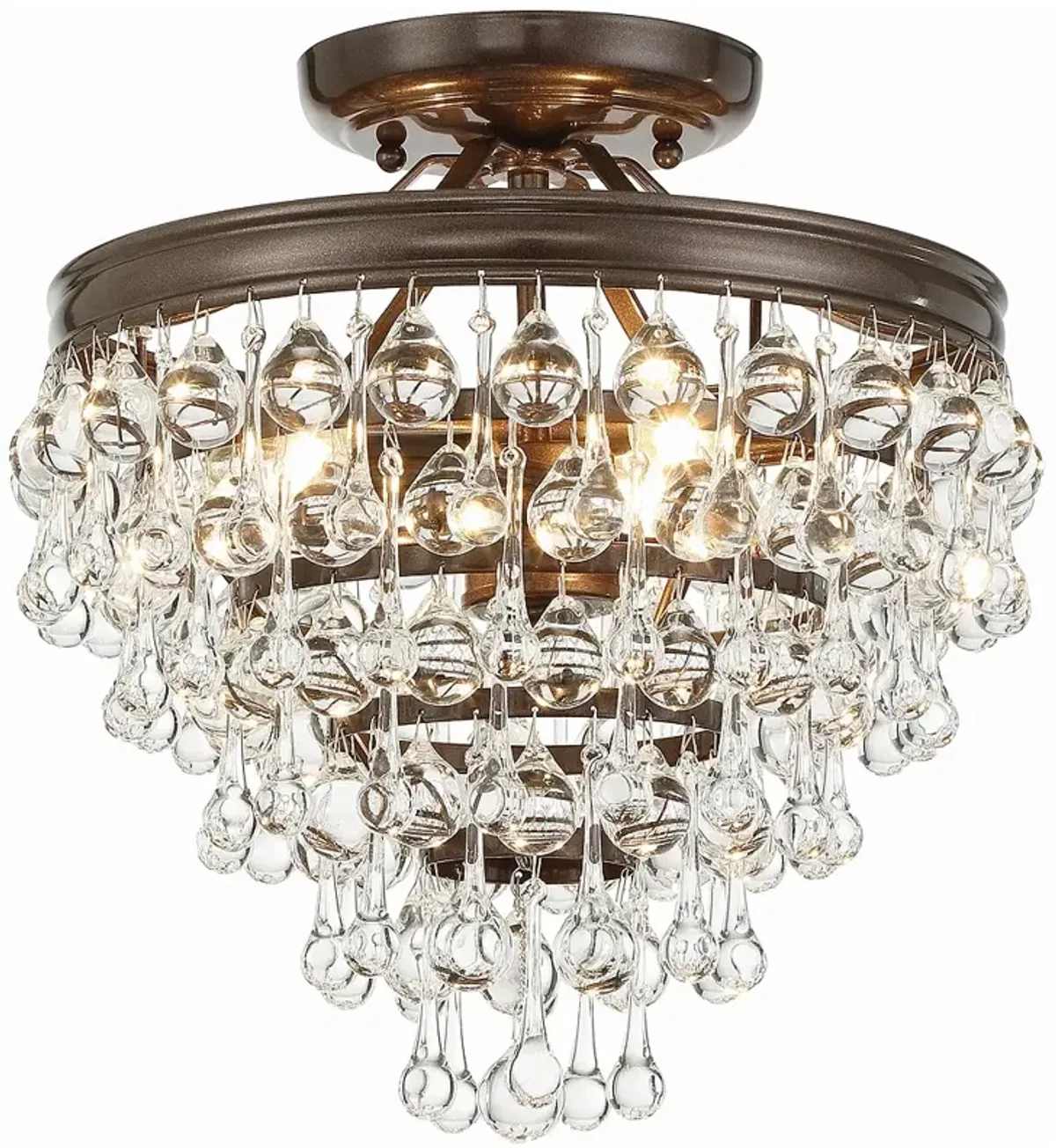 Calypso 3 Light Crystal Teardrop Vibrant Bronze Ceiling Mount