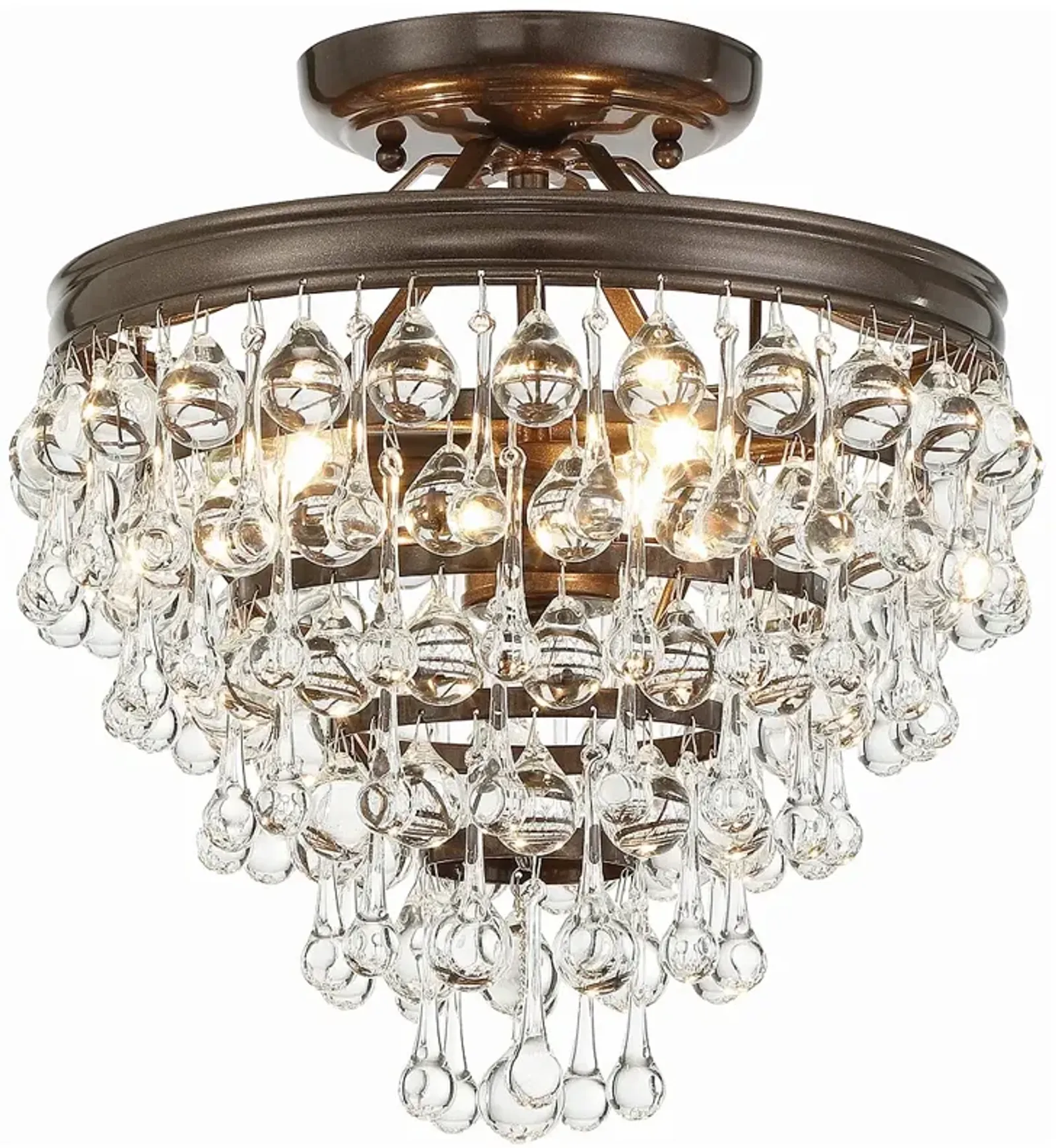 Calypso 3 Light Crystal Teardrop Vibrant Bronze Ceiling Mount