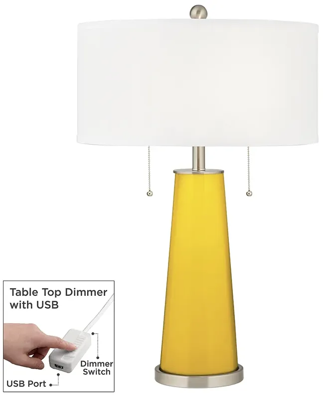 Color Plus Peggy 29 3/4" Citrus Yellow Table Lamp with USB Dimmer