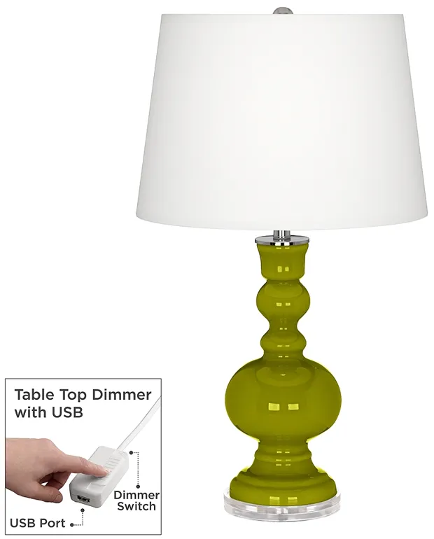 Olive Green Apothecary Table Lamp with Dimmer