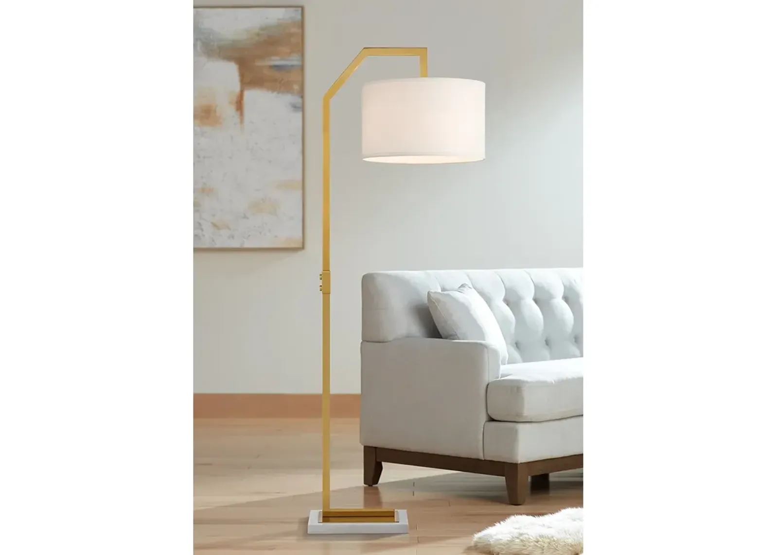 Possini Euro Kittridge 62 1/2" Marble and Gold Arc Modern Floor Lamp