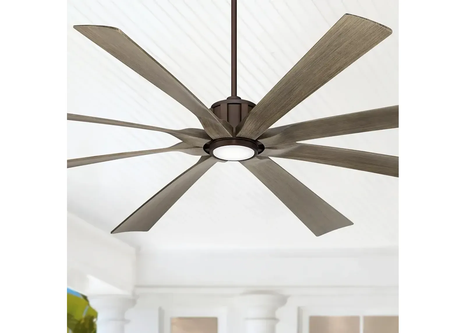 80" Possini Euro Defender Bronze Oak LED Large Fan with Remote