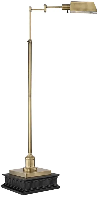 Regency Hill Jenson Aged Brass Adjustable Pharmacy Floor Lamp with Riser