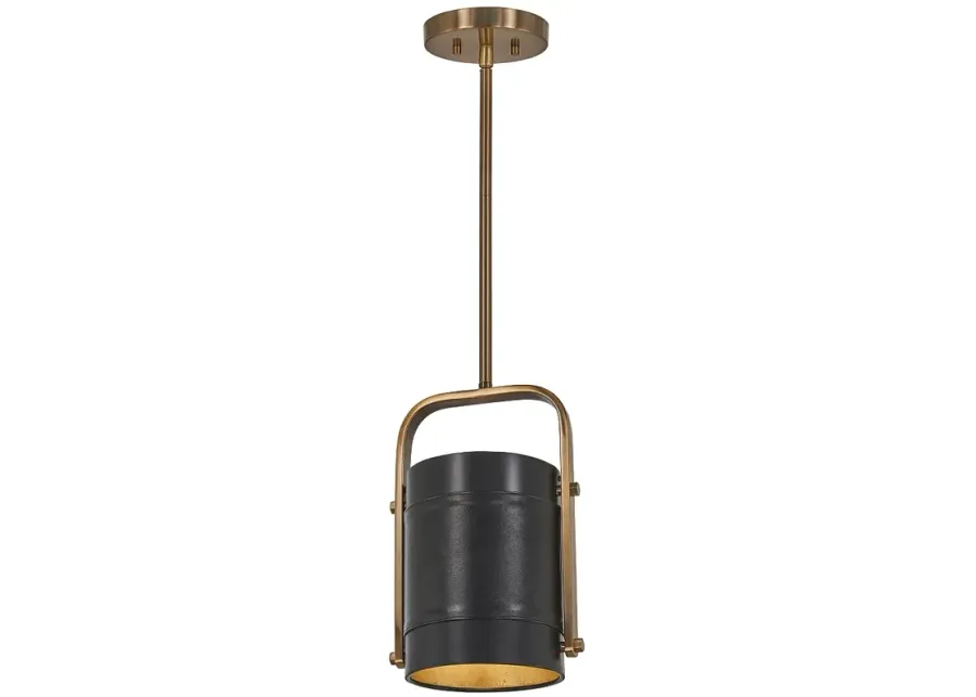 Metropolitan Contrast 1-Light Aged Antique Brass Drum Pendant to Semi-Flush