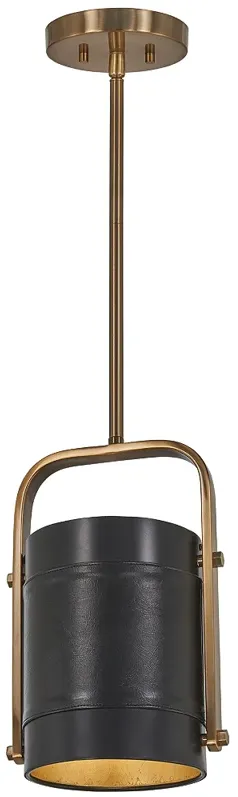 Metropolitan Contrast 1-Light Aged Antique Brass Drum Pendant to Semi-Flush