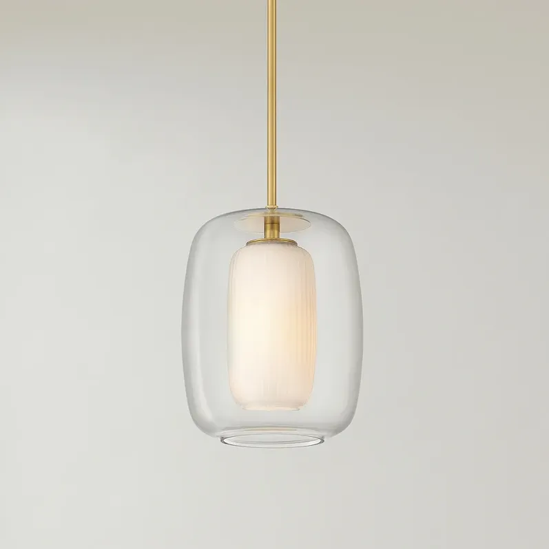 Possini Euro Forli 9" Wide Soft Gold and Glass Mini Pendant Light
