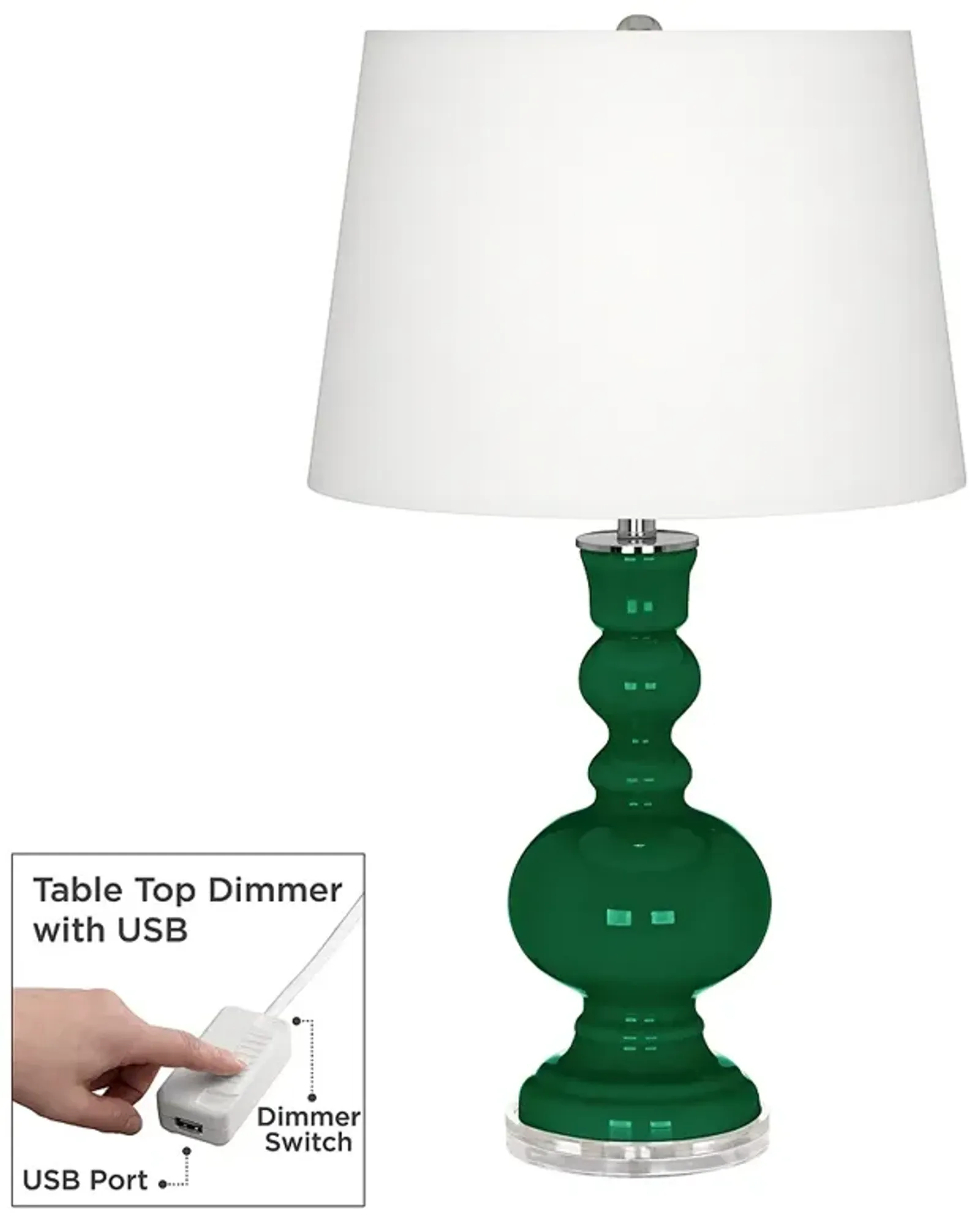 Color Plus Apothecary 30" High Greens Table Lamp with USB Dimmer