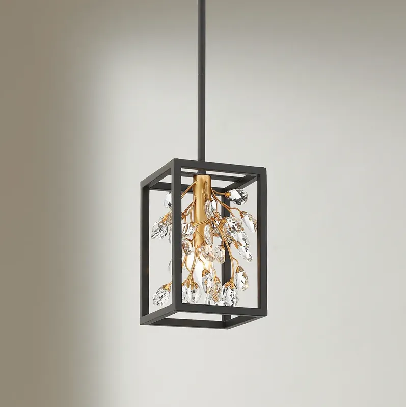 Possini Euro Carrine 6" Wide Black and Gold Mini Pendant Light