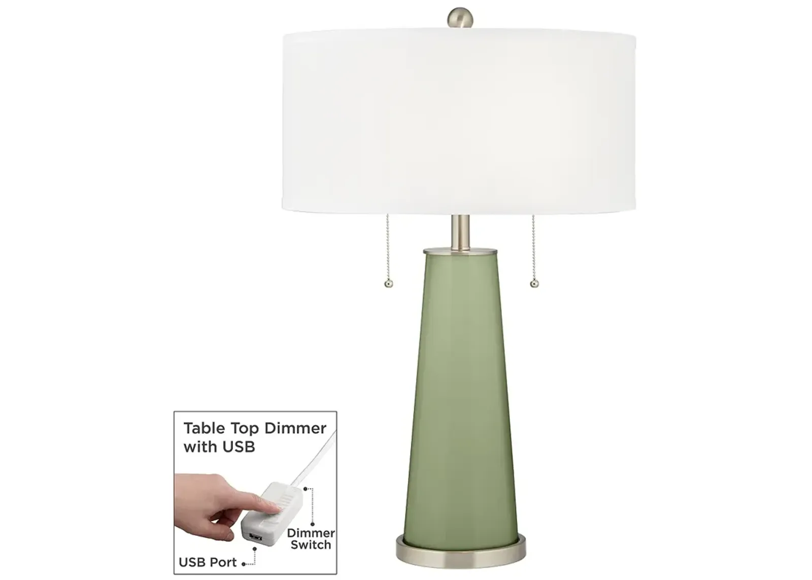 Color Plus Peggy 29 3/4" Majolica Green Table Lamp with USB Dimmer