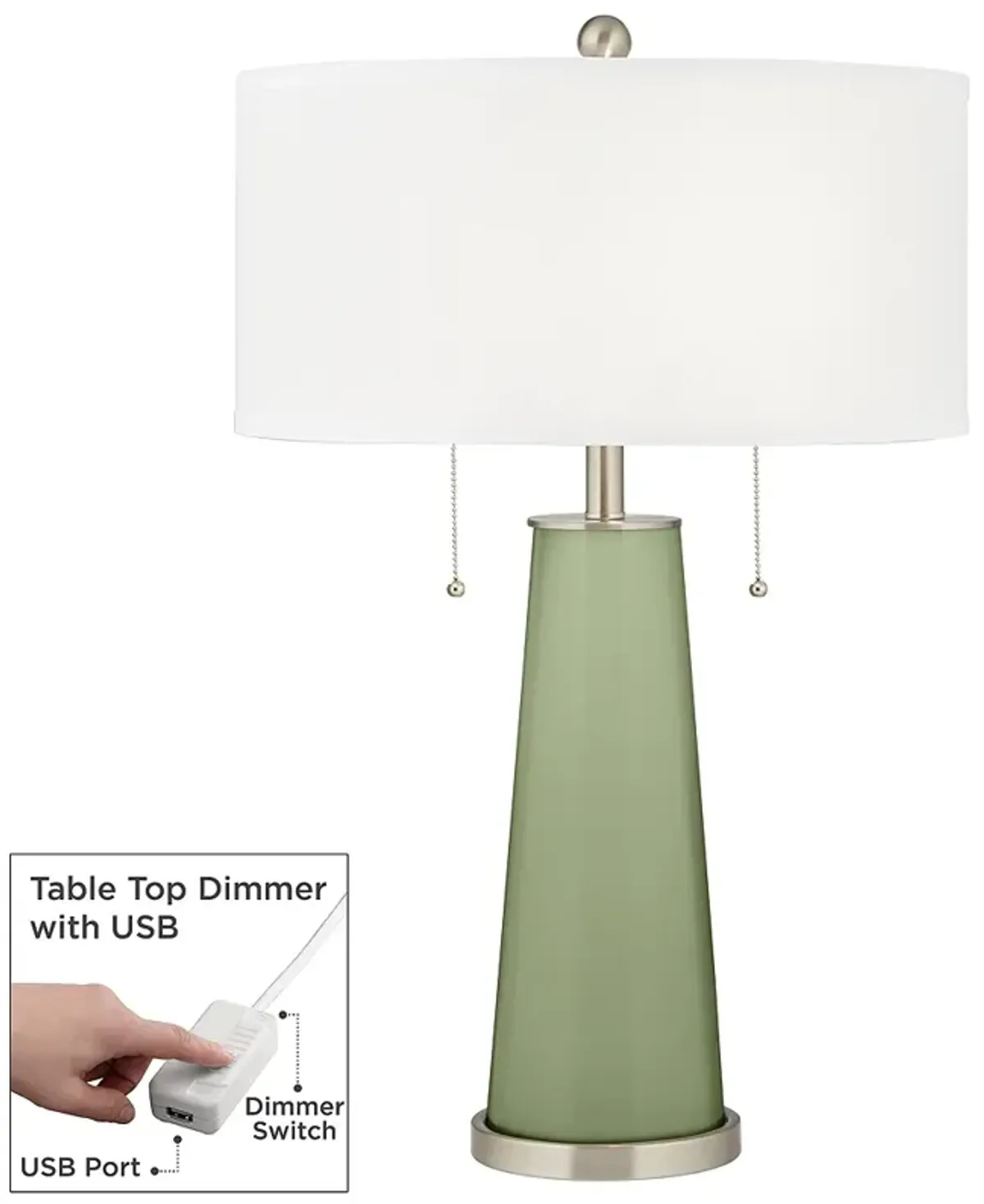 Color Plus Peggy 29 3/4" Majolica Green Table Lamp with USB Dimmer