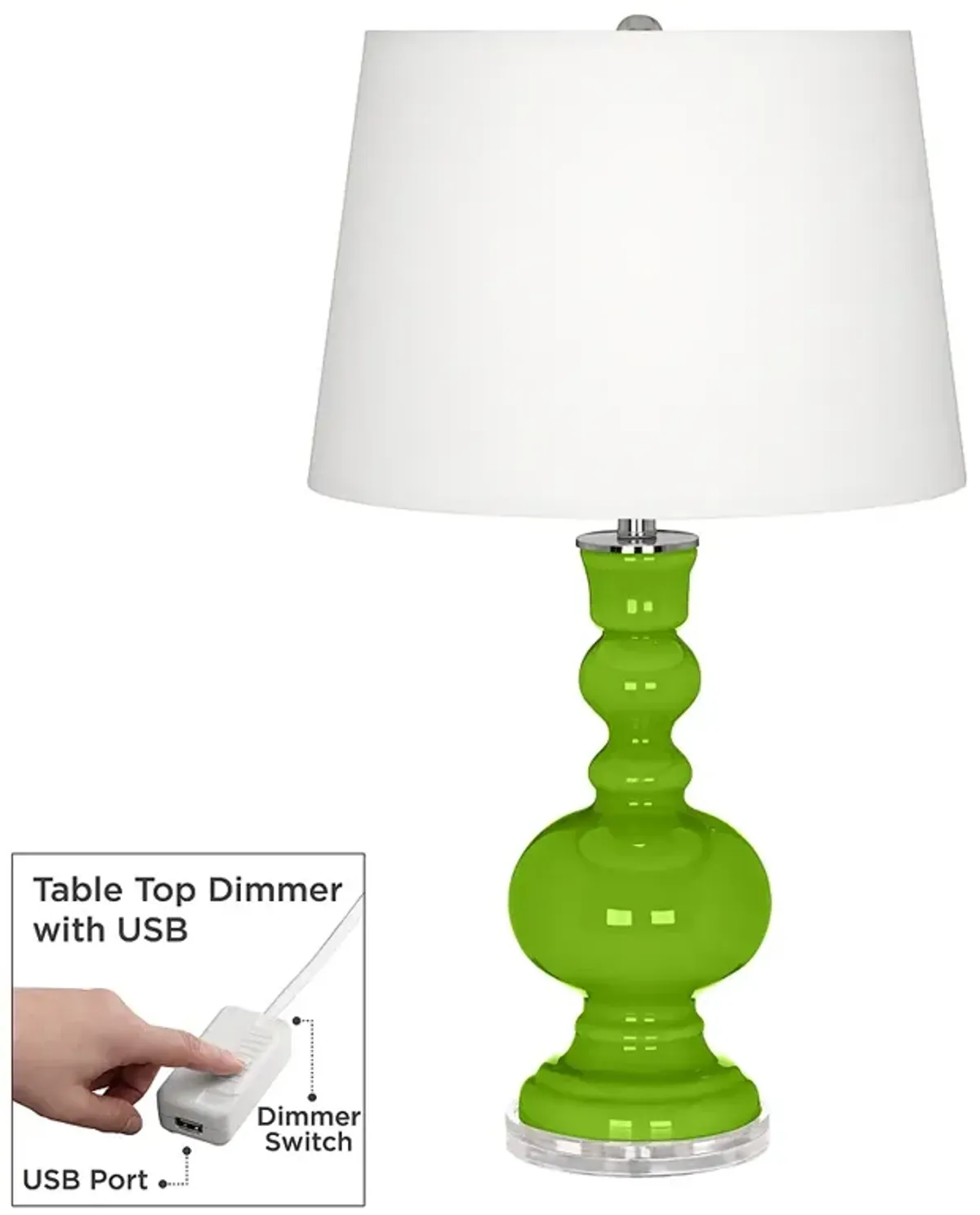 Color Plus Apothecary 30" High Neon Green Table Lamp with USB Dimmer