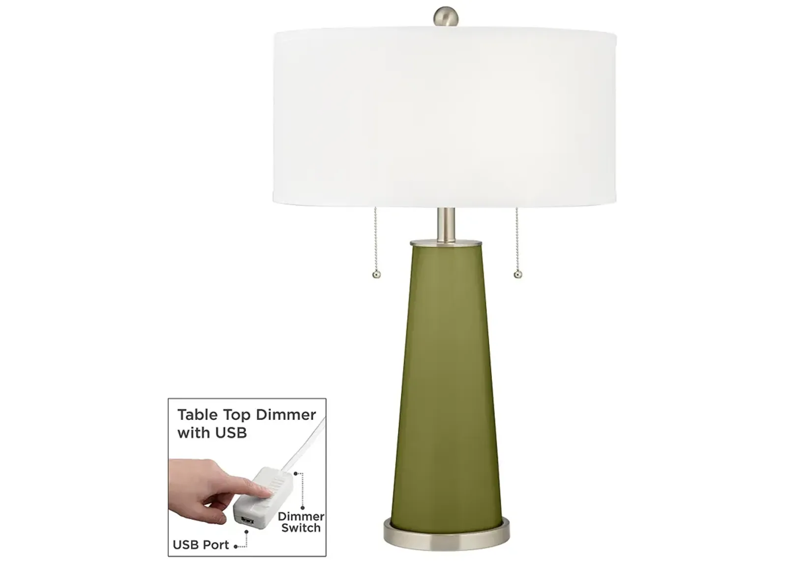 Color Plus Peggy 29 3/4" Rural Green Glass Table Lamp with USB Dimmer