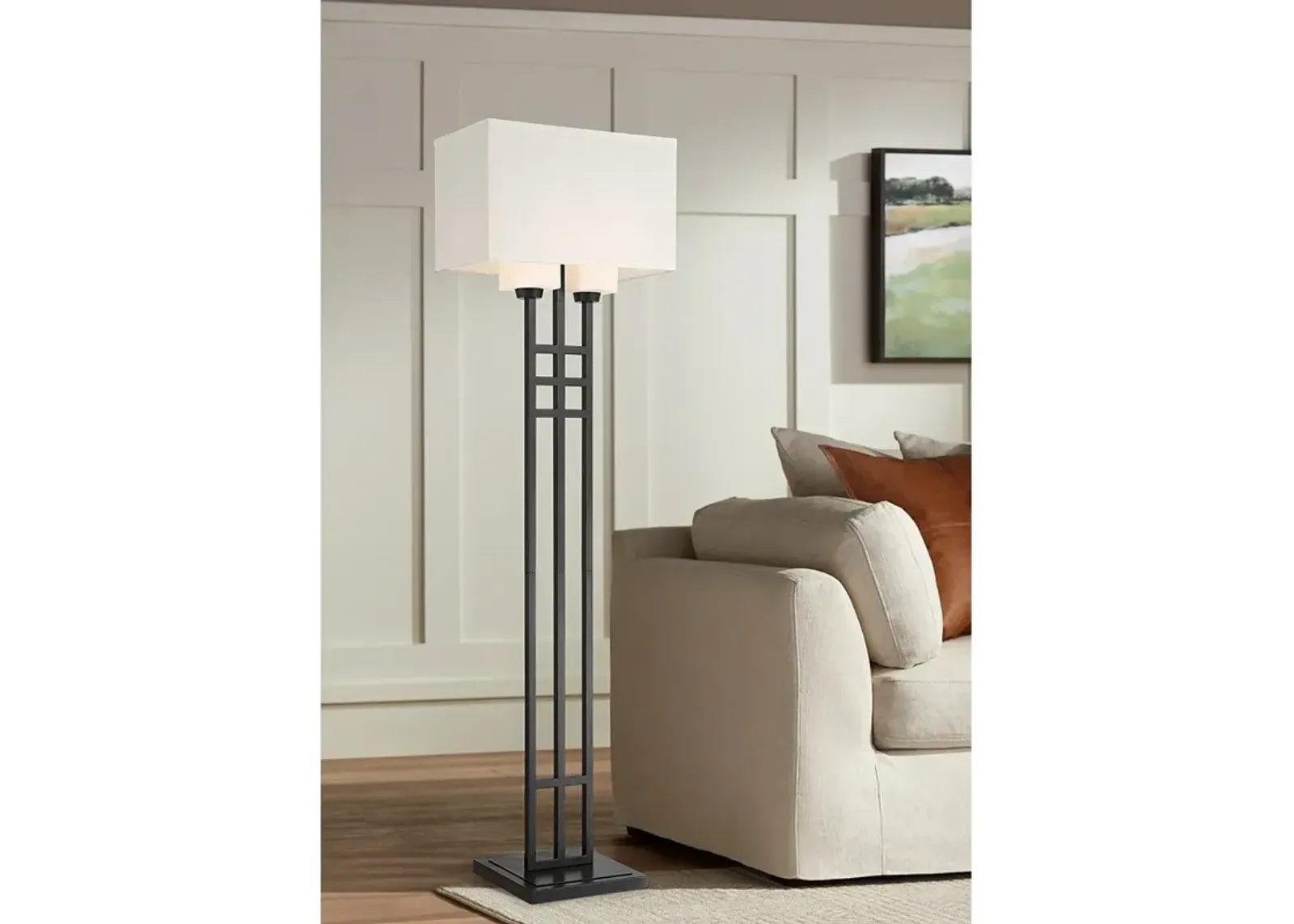 Franklin Iron Works Winslow 64" High 2-Light Matte Black Floor Lamp