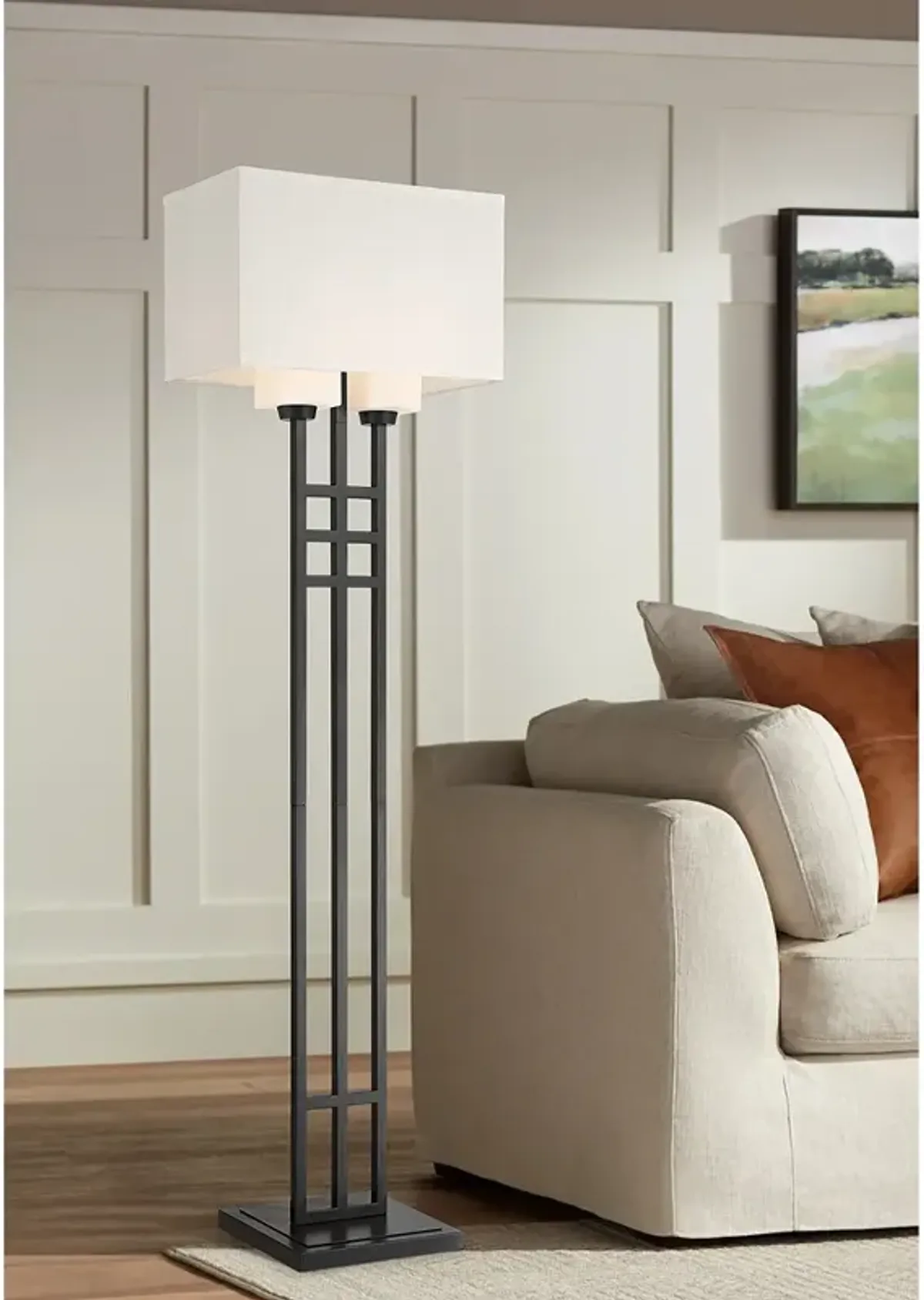 Franklin Iron Works Winslow 64" High 2-Light Matte Black Floor Lamp