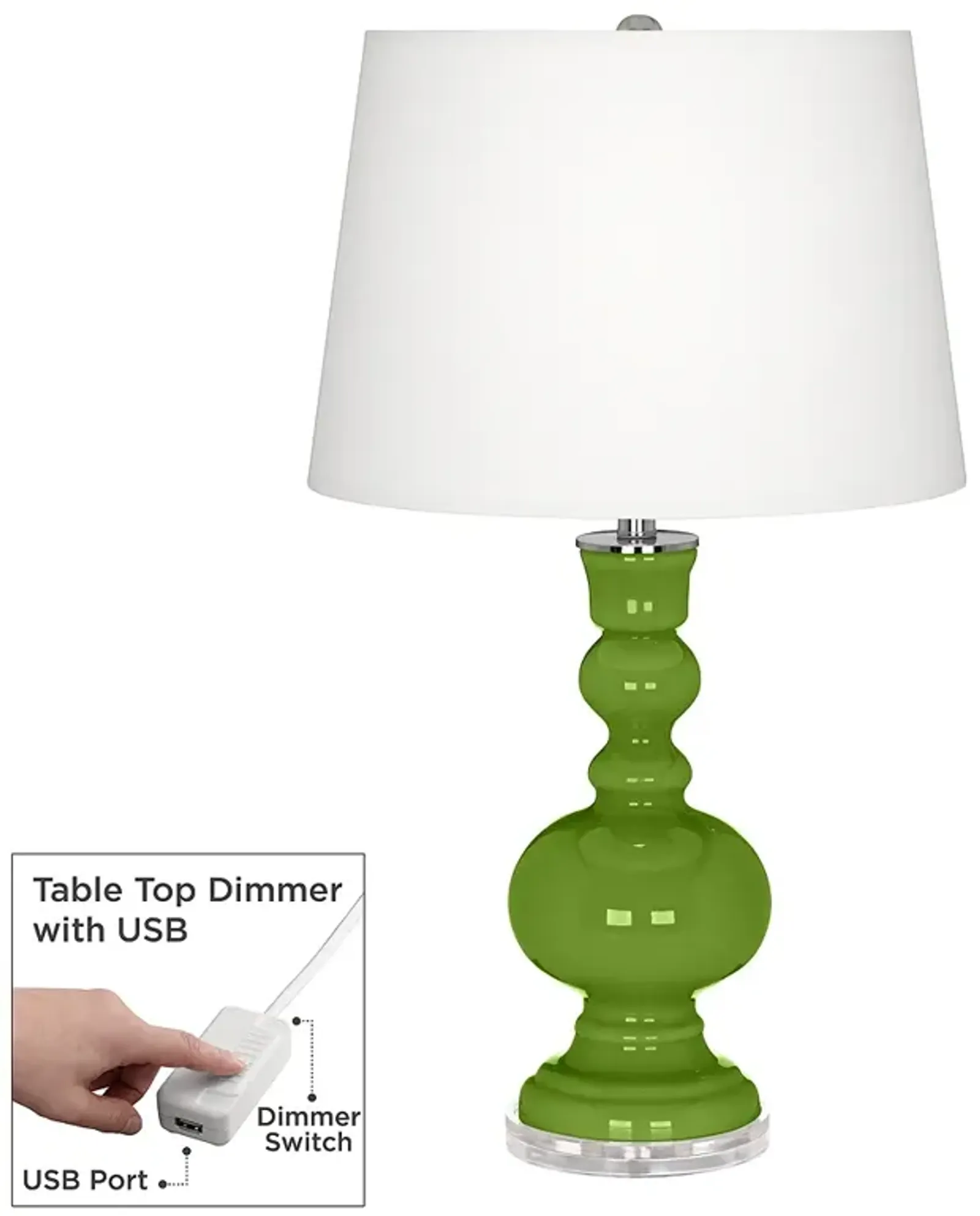 Color Plus Apothecary 30" High Gecko Green Table Lamp with USB Dimmer