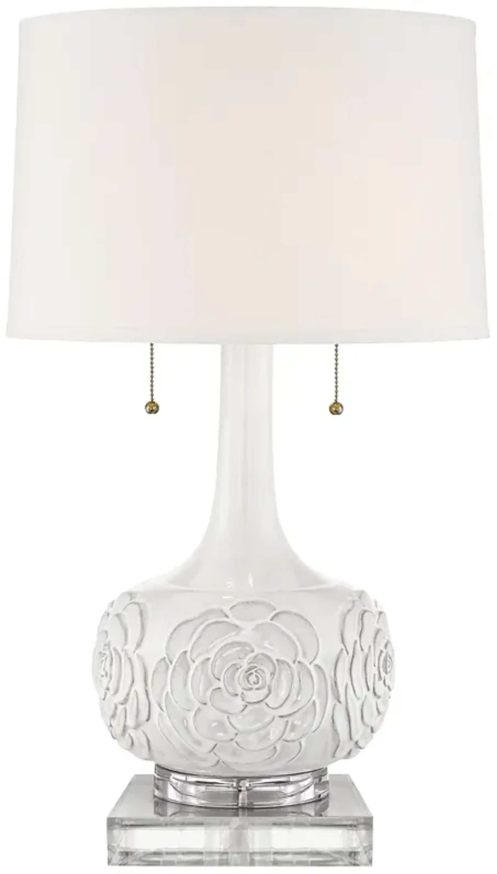 Possini Euro Natalia 28 1/2" White Floral Table Lamp with Square Riser