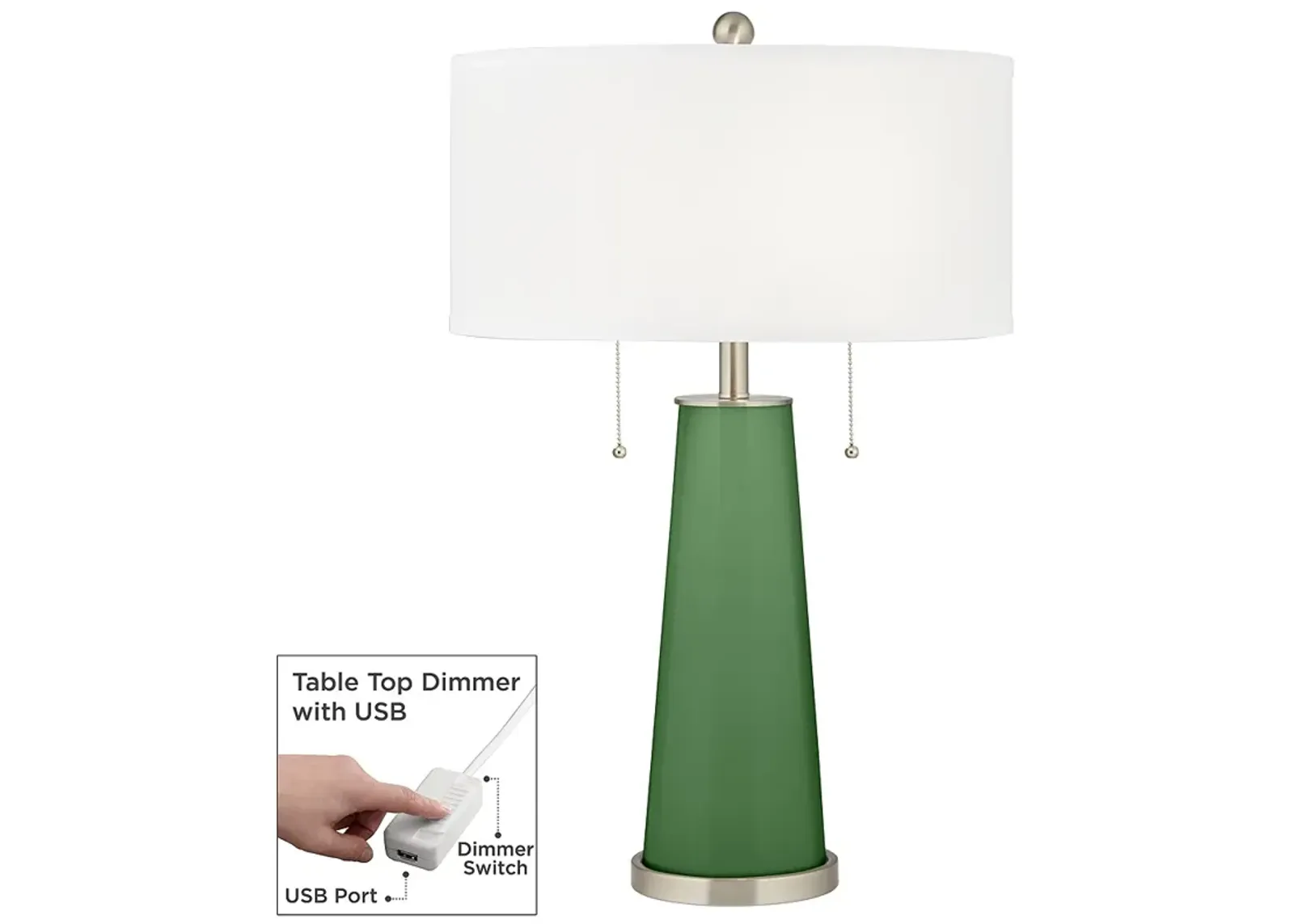 Color Plus Peggy 29 3/4" Garden Grove Green Table Lamp with USB Dimmer