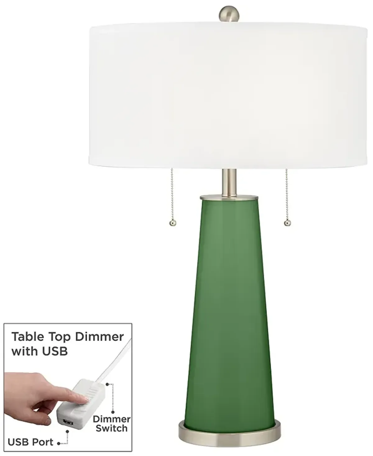 Color Plus Peggy 29 3/4" Garden Grove Green Table Lamp with USB Dimmer