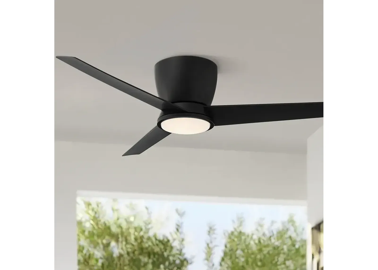 52" Casa Vieja Auria Black Damp Rated LED Hugger Fan with Remote