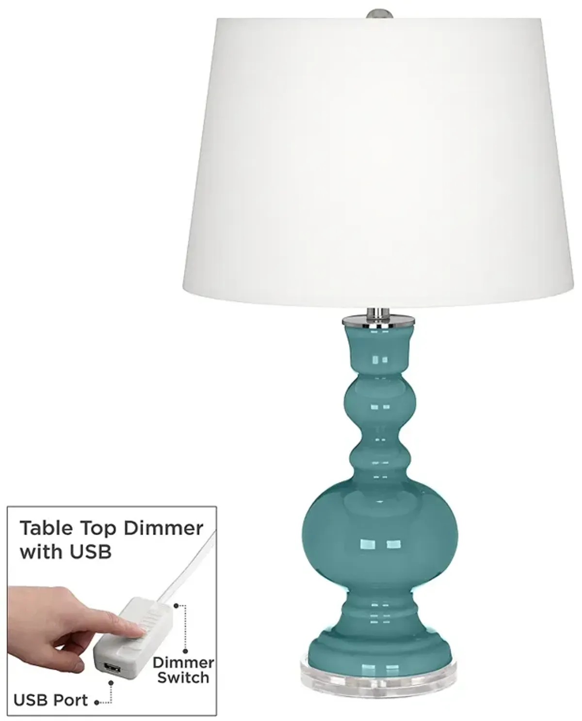 Color Plus Apothecary 30" Reflecting Pool Blue Lamp with USB Dimmer