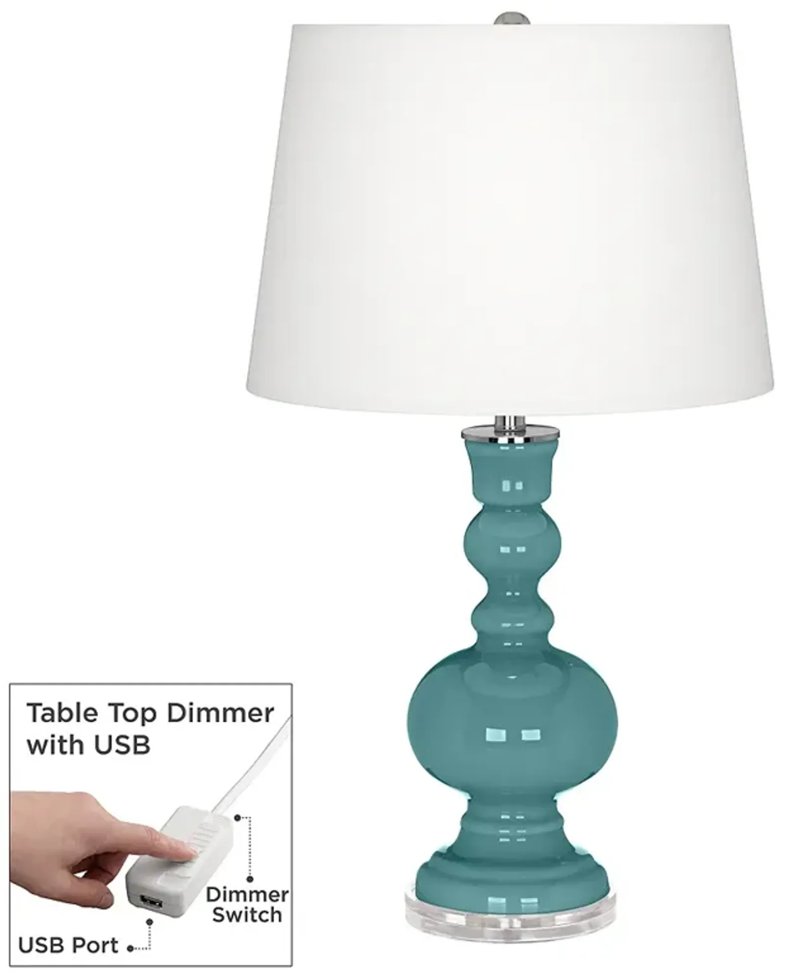 Color Plus Apothecary 30" Reflecting Pool Blue Lamp with USB Dimmer