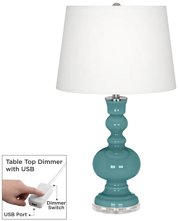 Color Plus Apothecary 30" Reflecting Pool Blue Lamp with USB Dimmer