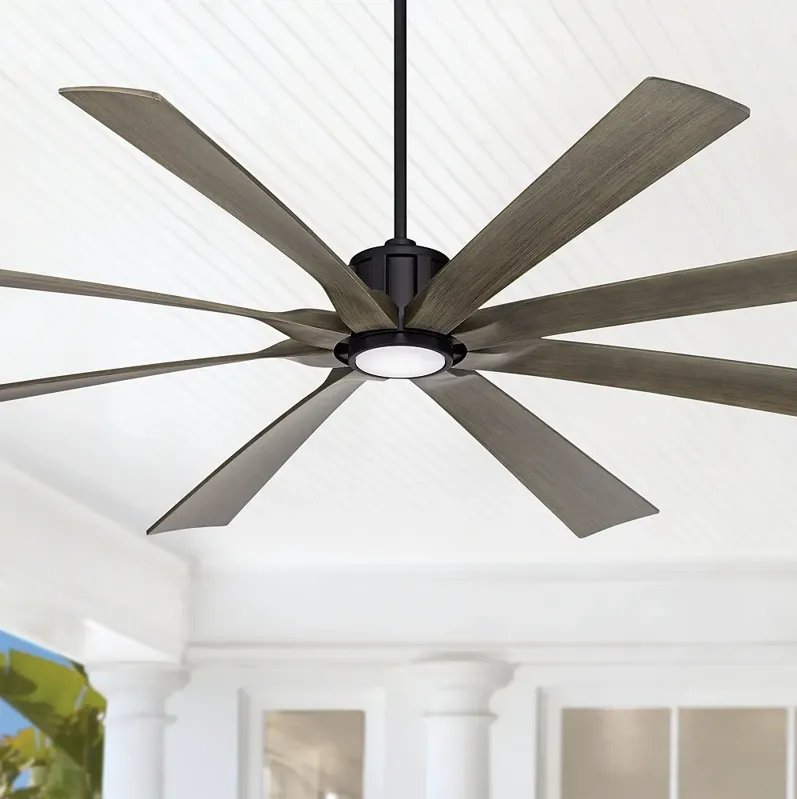 80" Possini Euro Defender Black Oak LED Large Ceiling Fan with Remote