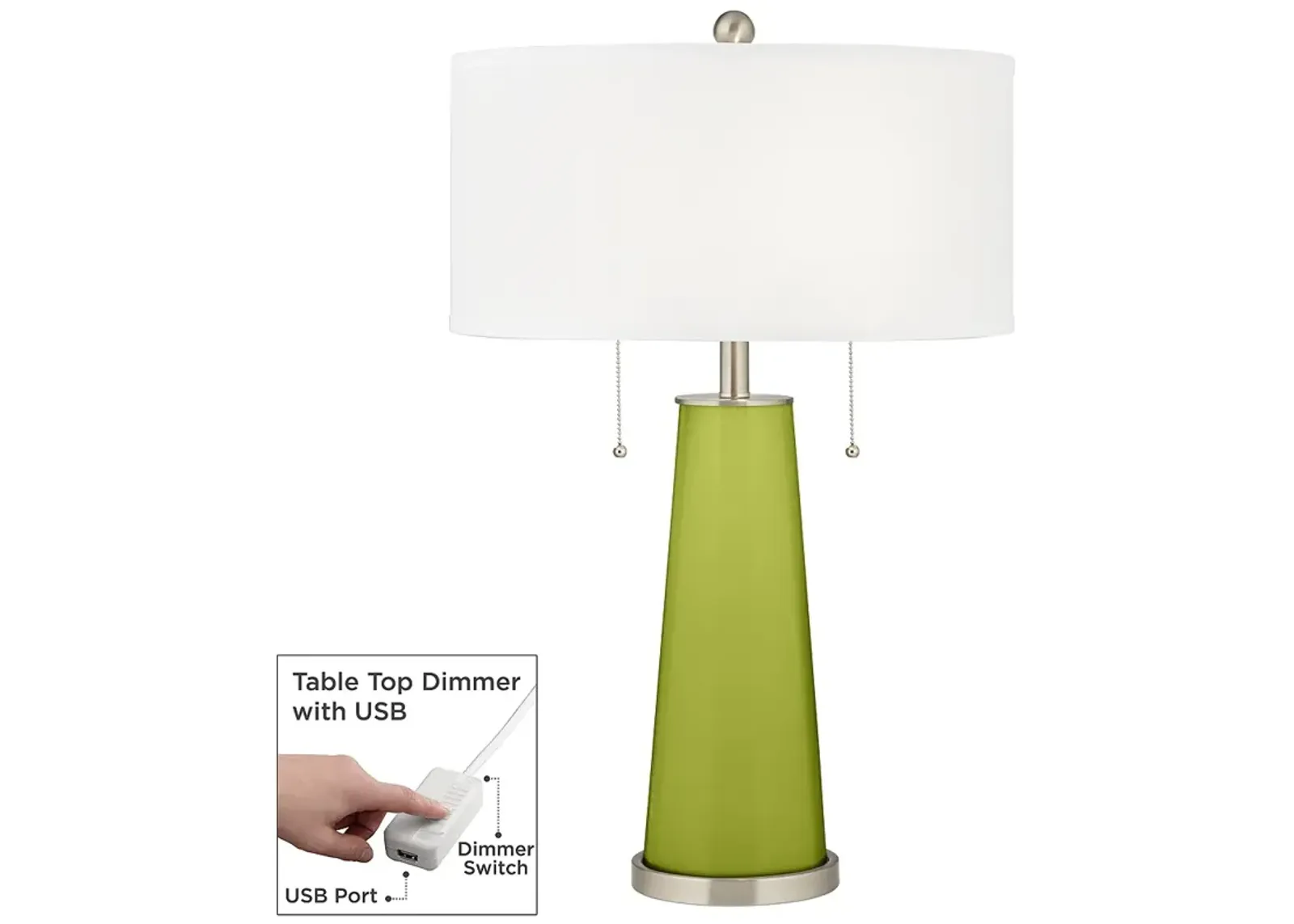 Color Plus Peggy 29 3/4" Parakeet Green Table Lamp with USB Dimmer