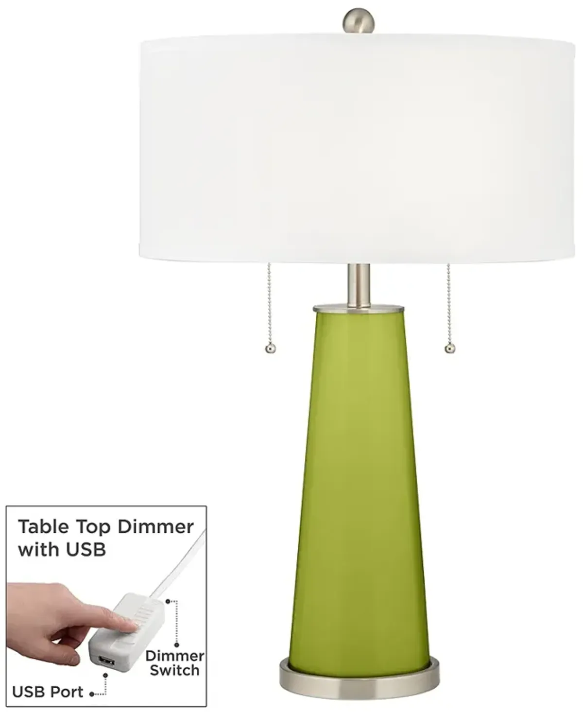 Color Plus Peggy 29 3/4" Parakeet Green Table Lamp with USB Dimmer