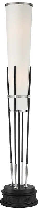 Possini Euro Flute Satin Black 2-Light Floor Lamp with Riser
