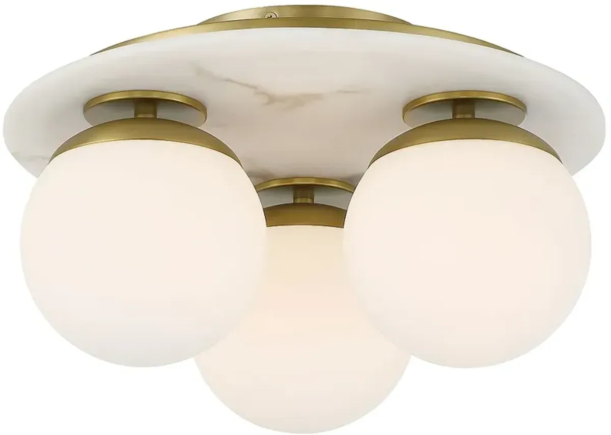 Orban 15" Wide Soft Brass 3-Light Ceiling Light