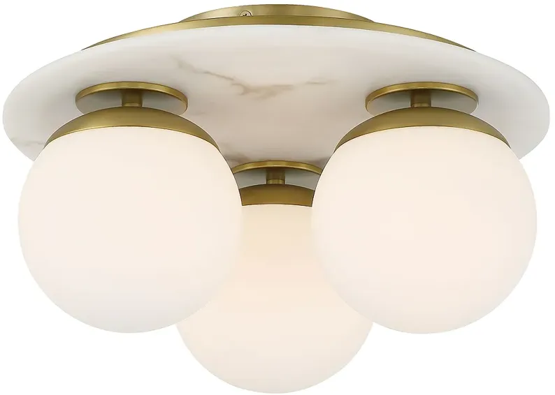 Minka-Lavery Orban 3-Light Soft Brass and Faux Alabaster Semi Flush Mount