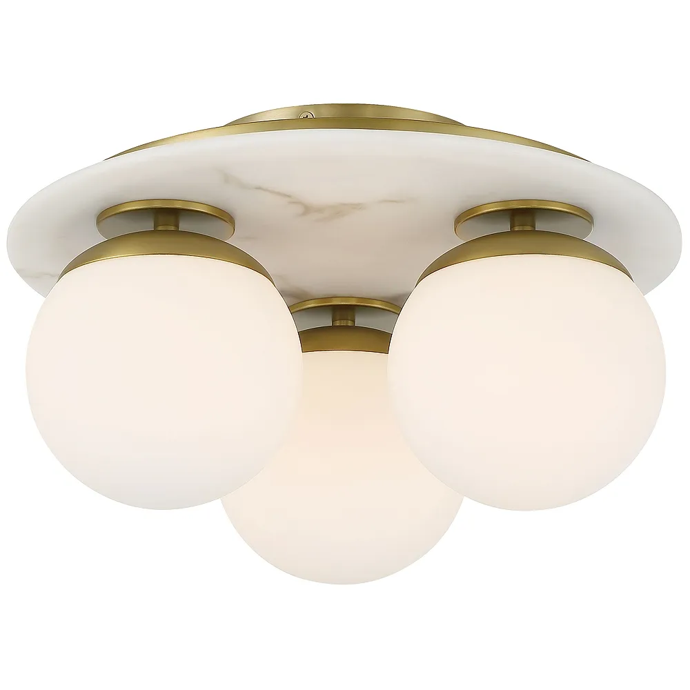 Minka-Lavery Orban 3-Light Soft Brass and Faux Alabaster Semi Flush Mount