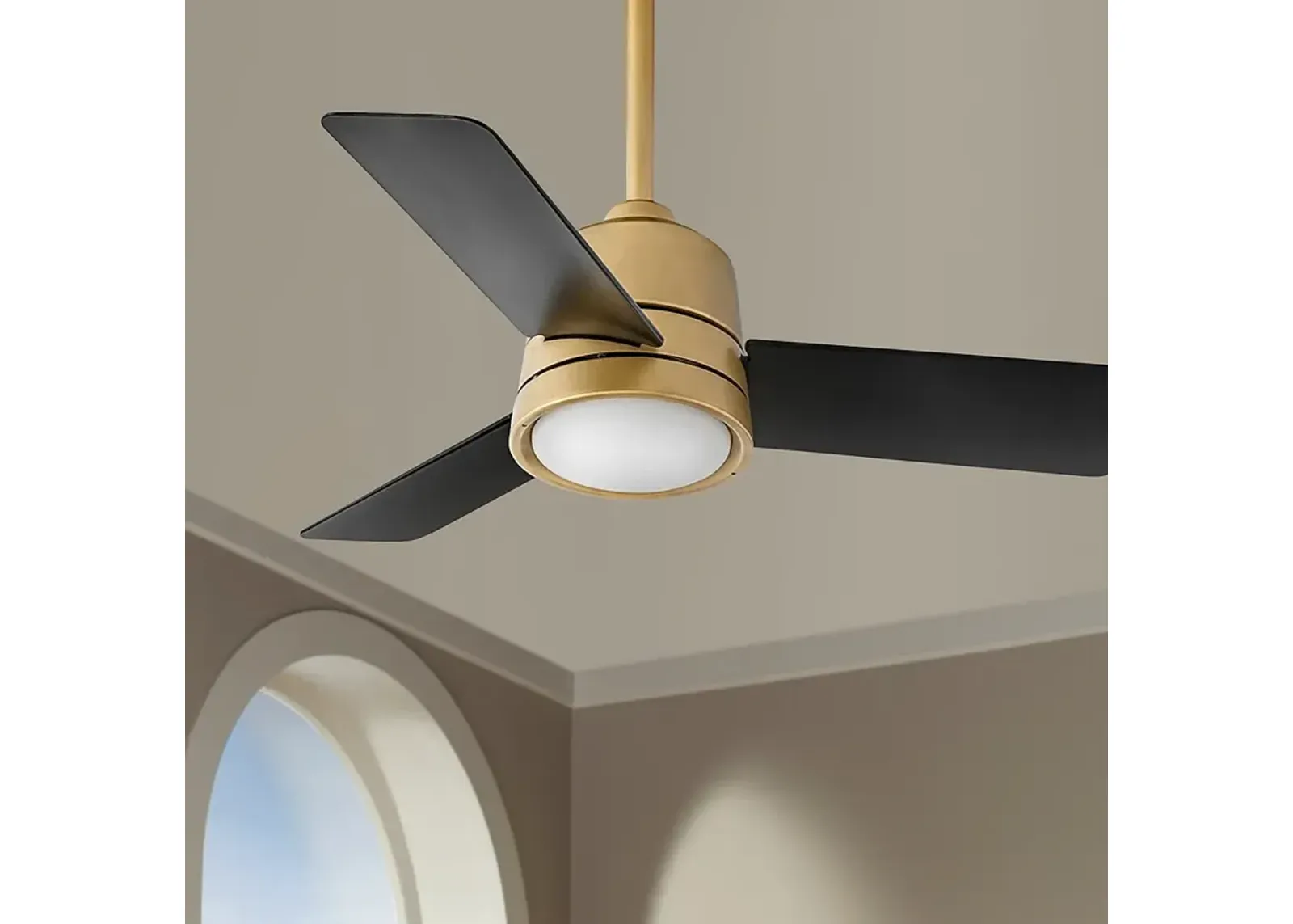 36" Hinkley Chet Black Heritage Brass Wet Rated LED Fan with Remote